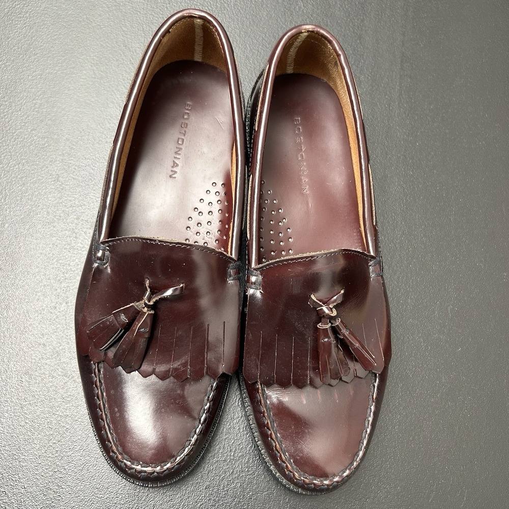 Bostonian Loafers Shoes Mens 9M Oxblood Leather Casual Tasseled Comfort